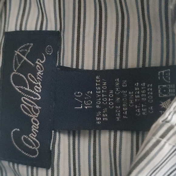 Men's Pinstripe button down collar and button up shirt sleeve L shirt - Picture 2 of 6